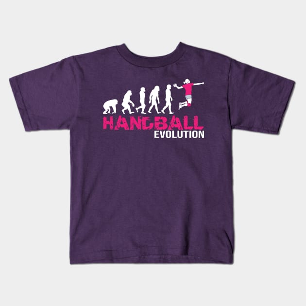 Evolution of Handball Women Gift Girls Pink Kids T-Shirt by Shirtbubble